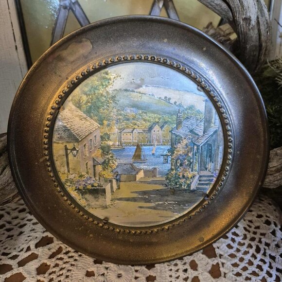 4 Brass Wall Plates Metal Filigree Hologram - Picture 5 of 12